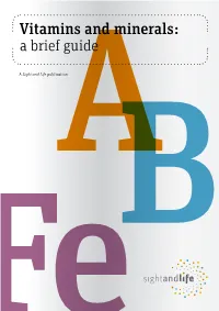 Vitamins and Minerals: a Brief Guide