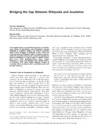 Bridging the Gap Between Wikipedia and Academia