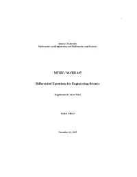 MTHE / MATH 237 Differential Equations for Engineering Science