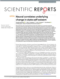 Neural Correlates Underlying Change in State Self-Esteem Hiroaki Kawamichi 1,2,3, Sho K
