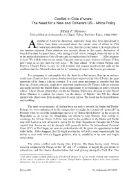 Conflict in Côte D'ivoire: the Need for a New and Coherent US