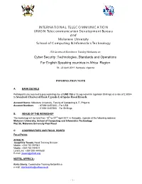 INTERNATIONAL TELECOMMUNICATION UNION Telecommunication Development Bureau and Makerere University School of Computing & I