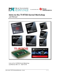 Intro to the TI-RTOS Kernel Workshop Lab Manual