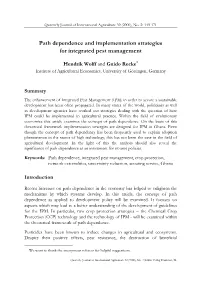 Path Dependence and Implementation Strategies for Integrated Pest Management