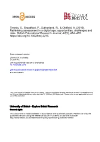 Timmis, S., Broadfoot, P., Sutherland, R., & Oldfield, A. (2016). Rethinking