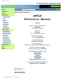 ANTLR Reference PDF Manual