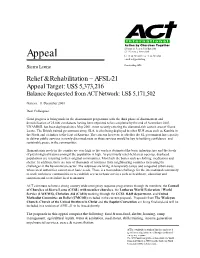 Appeal Tel: 41 22 791 6033 Fax: 41 22 791 6506 E-Mail: Act@Act-Intl.Org