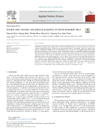 Ground State Structure and Physical Properties of Silicon Monoxide Sheet T ⁎ Yanyan Chen, Yupeng Shen, Yiheng Shen, Xiaoyin Li, Yaguang Guo, Qian Wang