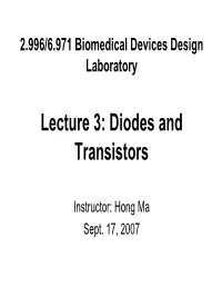 Lecture 3: Diodes and Transistors