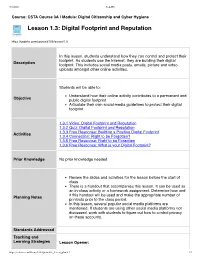 Lesson 1.3: Digital Footprint and Reputation
