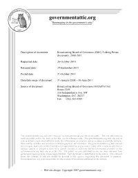 Broadcasting Board of Governors (BBG) Talking Points Documents, 2008-2011