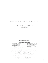 Complainant Notification and Information Line Protocols SAK