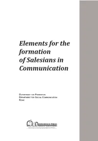 Elements for the Formation of Salesians in Communication