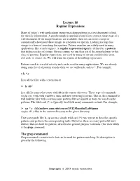 Lecture 18 Regular Expressions the Grep Command