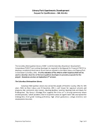 Library Park Apartments Development Request for Qualifications - CML #16-011