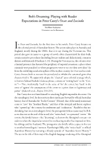 Playing with Reader Expectations in Peter Carey's Oscar and Lucinda