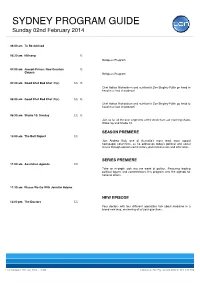 SYDNEY PROGRAM GUIDE Sunday 02Nd February 2014