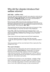 Why Did the Liberals Introduce Their Welfare Reforms?