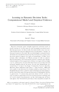 Learning in Dynamic Decision Tasks: Computational Model and Empirical Evidence