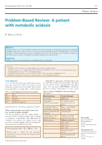 Problem-Based Review: a Patient with Metabolic Acidosis