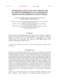 Synergistic Effects of Zinc Borate and Aluminum Trihydrate on Flammability Behaviour of Aerospace Epoxy System