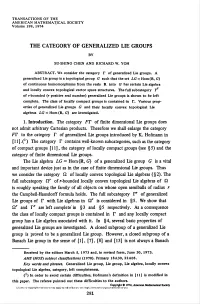 The Category of Generalized Lie Groups 283