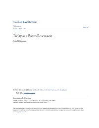 Delay As a Bar to Rescission John M