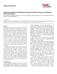 Experimental Study and Modeling of Surge and Swab