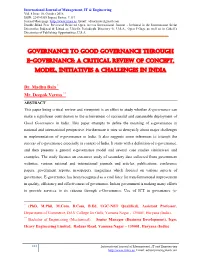 Governance to Good Governance Through E-Governance: a Critical Review of Concept, Model, Initiatives & Challenges in India