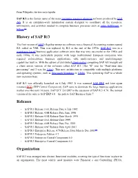 History of SAP R/3 Releases Organization