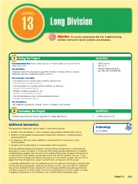 Long Division Method for Whole Numbers and Decimals