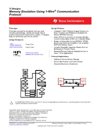 Memory Emulation Using 1-Wire® Communication Protocol (Rev. A)