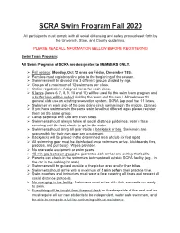 SCRA Swim Program Fall 2020