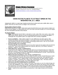 Using Native Plants to Attract Birds in the Washington, D.C. Area