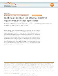 Dust Inputs and Bacteria Influence Dissolved Organic Matter in Clear