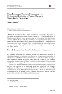 From Emergence Theory to Panpsychism—A Philosophical Evaluation of Nancey Murphy’S Non-Reductive Physicalism