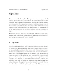 Introduction to Options