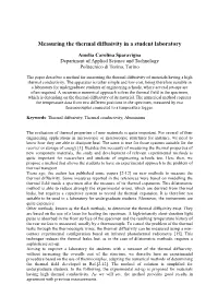 Measuring the Thermal Diffusivity in a Student Laboratory