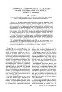 Monophyly and Phylogenetic Relationships of the Pelecaniformes: a Numerical Cladistic Analysis