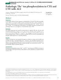 Pathologic Thr175 Tau Phosphorylation in CTE and CTE with ALS