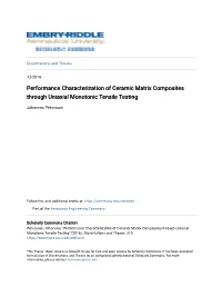 Performance Characterization of Ceramic Matrix Composites Through Uniaxial Monotonic Tensile Testing