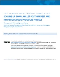 Scaling up Small Millet Post-Harvest and Nutritious Food Products Project