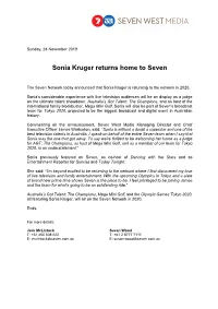 Sonia Kruger Returns Home to Seven