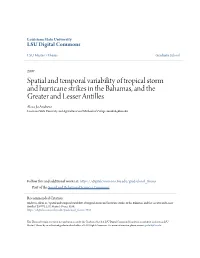 Spatial and Temporal Variability of Tropical Storm and Hurricane Strikes