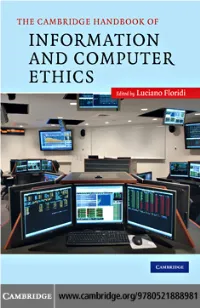The Cambridge Handbook Of: Information and Computer Ethics