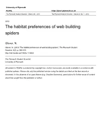 The Habitat Preferences of Web Building Spiders
