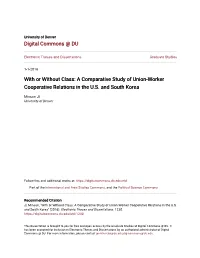 With Or Without Class: a Comparative Study of Union-Worker Cooperative Relations in the U.S