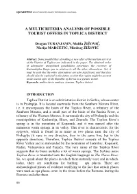 A Multicriteria Analysis of Possible Tourist Offers in Toplica District
