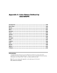 Color Names Defined by SAS/GRAPH