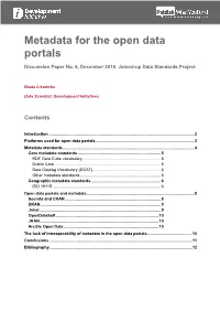 Metadata for the Open Data Portals